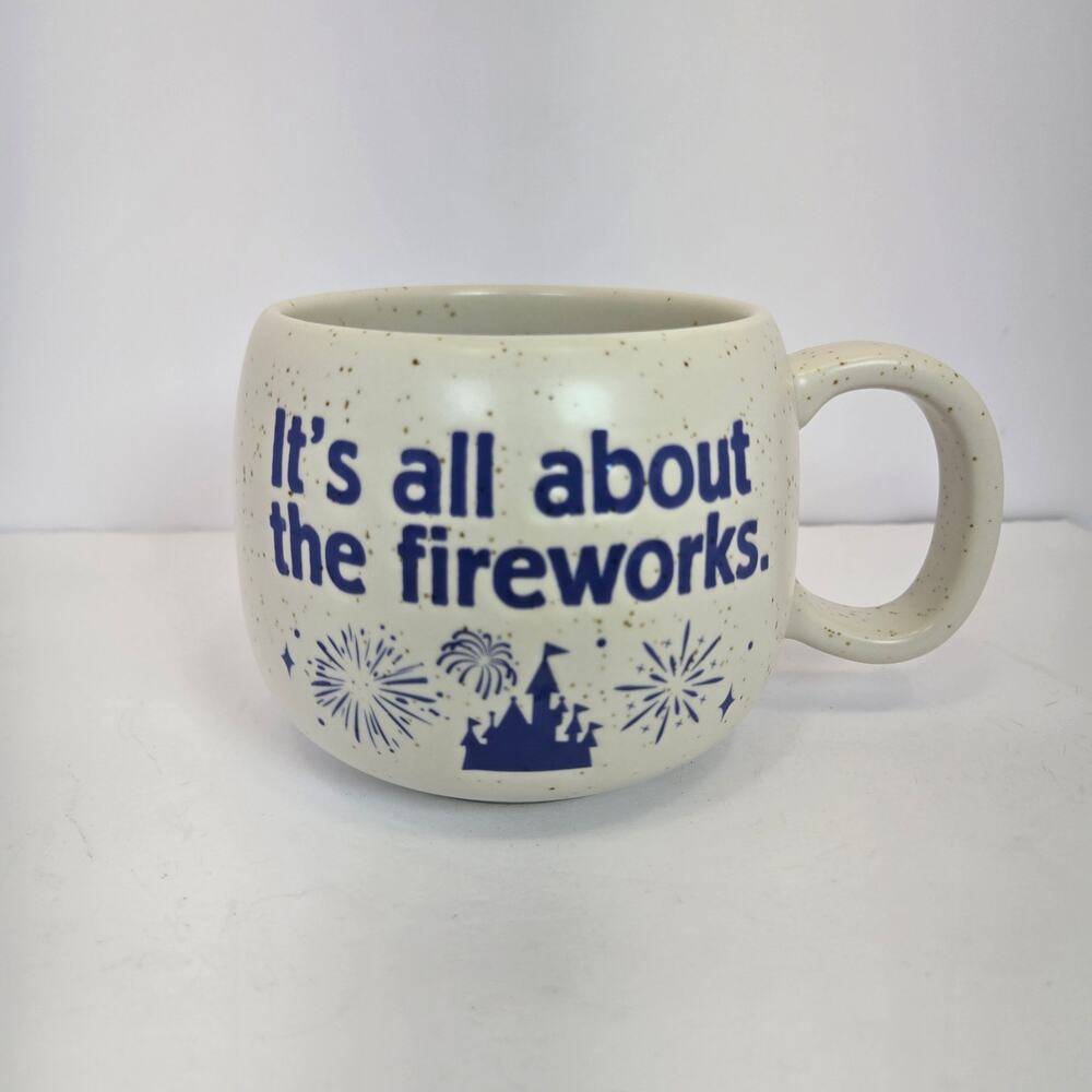 Disney Parks Fantasyland Castle It's All About The Fireworks Speckled Mug 18oz